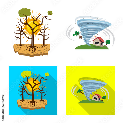 Vector illustration of natural and disaster sign. Set of natural and risk vector icon for stock.