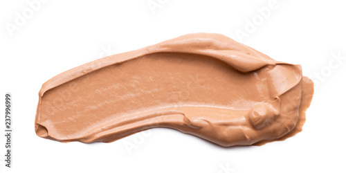 Close-up of liquid cosmetic foundation smudge bb cream isolated on white background