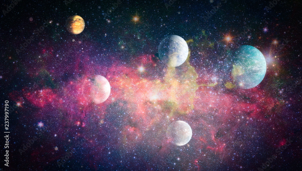 Stars of a planet and galaxy in a free space. Elements of this image furnished by NASA . - obrazy, fototapety, plakaty 
