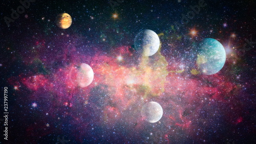 Fototapeta Naklejka Na Ścianę i Meble -  Stars of a planet and galaxy in a free space. Elements of this image furnished by NASA .