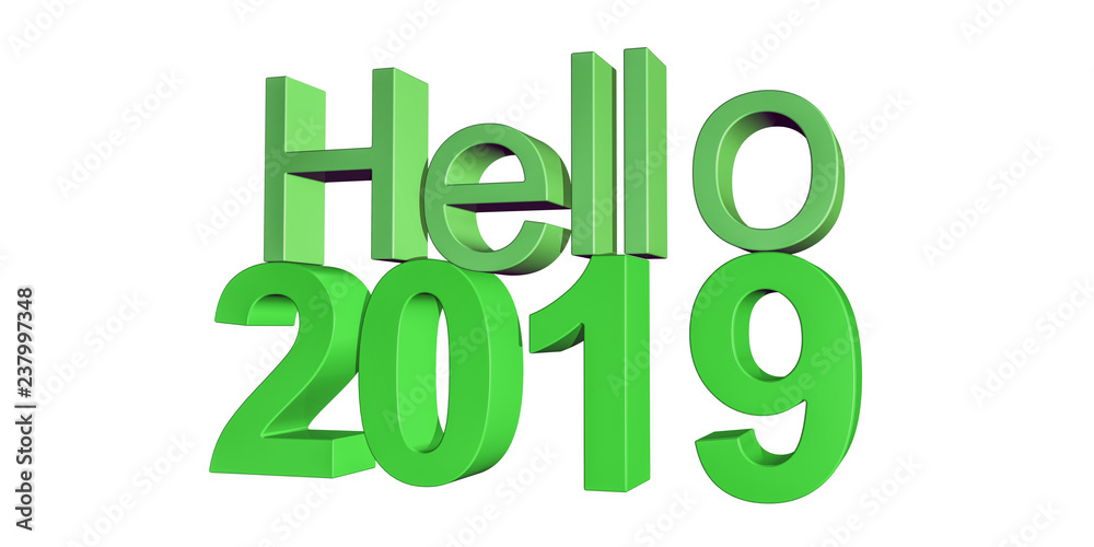 3d illustration of 2019 new year, written with Hello 2019 3d illustration of 2019 new year, written with Hello 2019