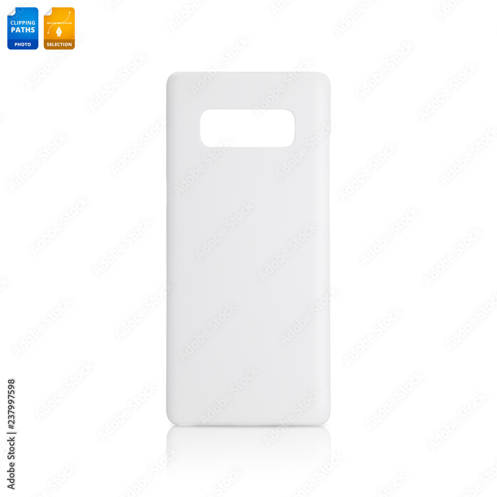 Mobile phone case isolated on white background. Blank phone cover for your design. Clipping paths object. Mobile phone case isolated on white background. Blank phone cover for your design. Clipping paths object.