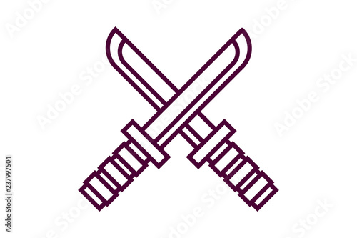 crossed knives, combat blades flat vector illustration