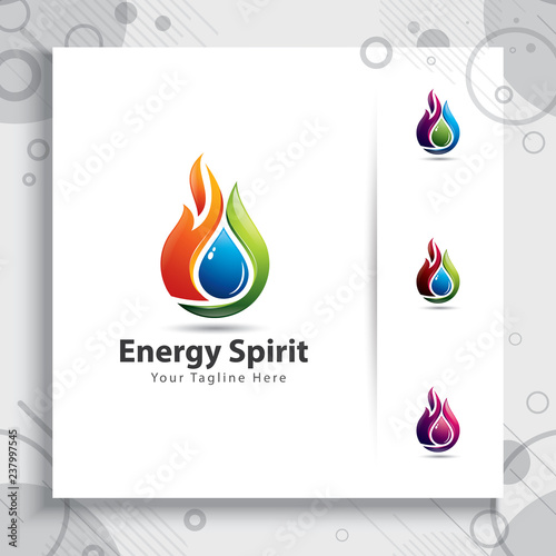 3d fire energy spirit vector logo designs for industry company , abstract illustration digital creative of water drop