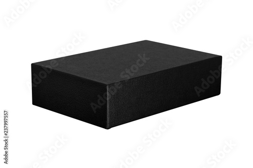 Black box isolated on white background. Dark product package for your design. Clipping paths object. ( Rectangle shape )