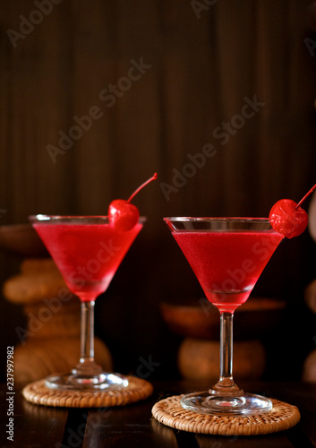 martini cocktail on wood table