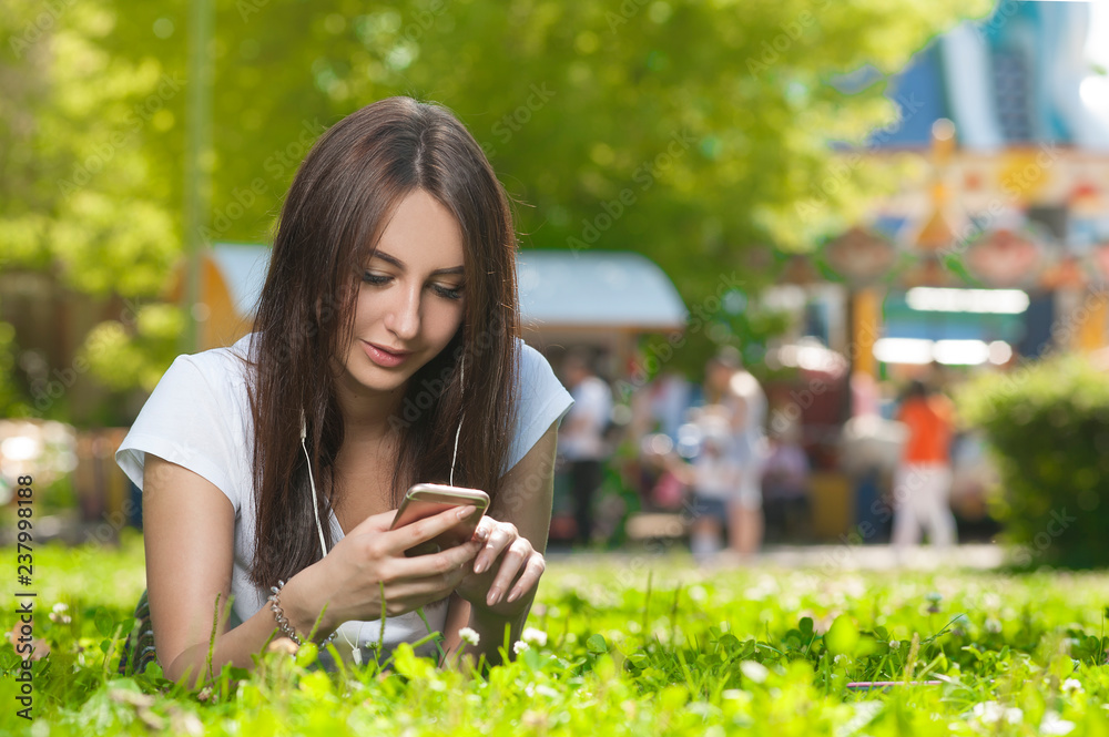 Attractive Brunette Female in Park Outdoors. Attractive Brunette Female in Park Outdoors.