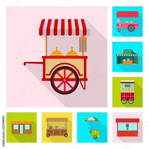 Isolated object of market and exterior symbol. Set of market and food stock vector illustration.