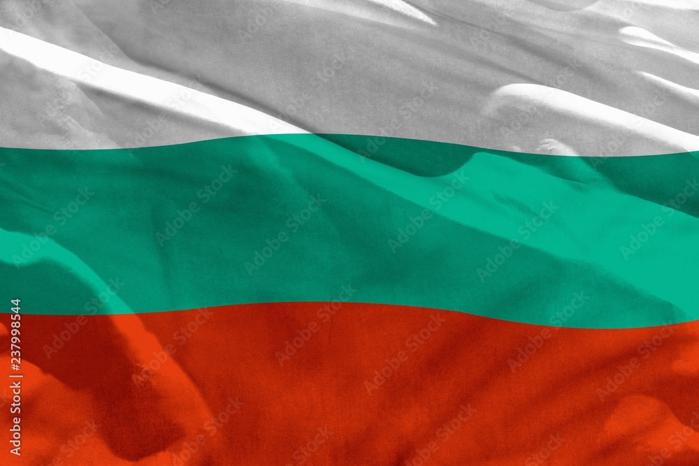 Waving Bulgaria flag for using as texture or background, the flag is fluttering on the wind