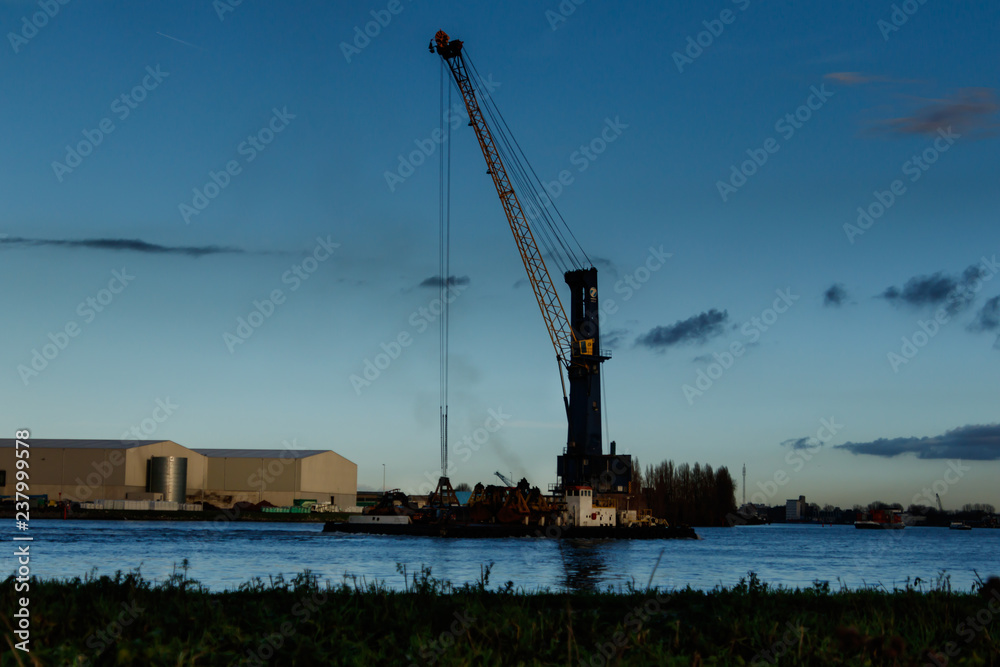 cranes in the river meuse