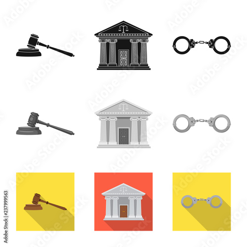 Vector illustration of law and lawyer symbol. Set of law and justice stock vector illustration.