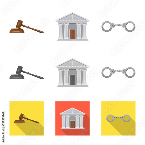Vector design of law and lawyer logo. Collection of law and justice vector icon for stock.