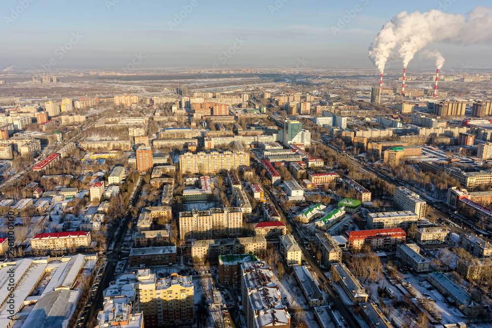 Residential district near power station. Tyumen