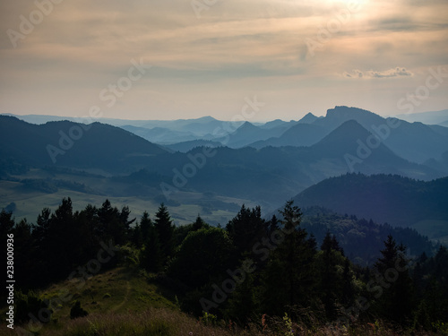 Trzy Korony Massif at sunset. Pieniny Mountains, Poland.