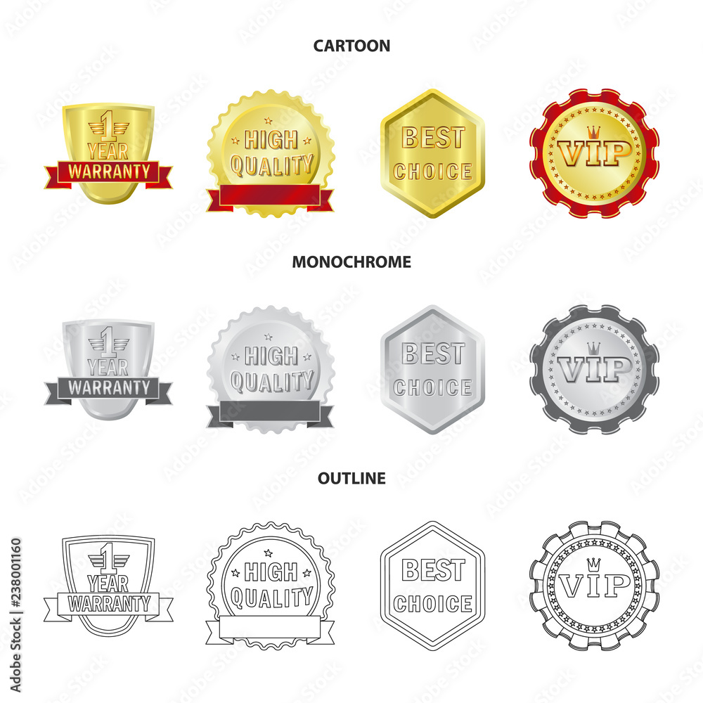 Isolated object of emblem and badge symbol. Collection of emblem and sticker stock symbol for web. Isolated object of emblem and badge symbol. Collection of emblem and sticker stock symbol for web.