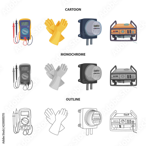 Isolated object of electricity and electric logo. Set of electricity and energy stock symbol for web.