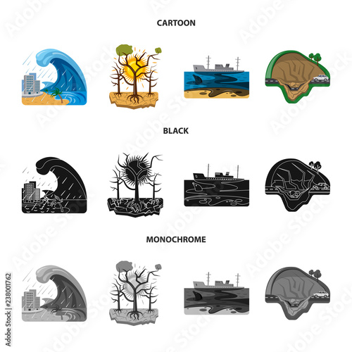 Vector illustration of natural and disaster symbol. Collection of natural and risk stock vector illustration.