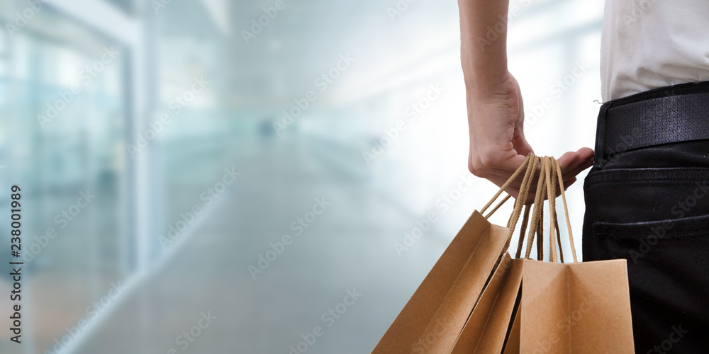 hand-held shopping bags, shopping mall