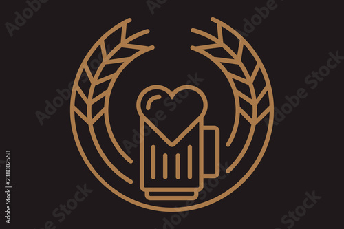Love beer badge logo design vector illustration