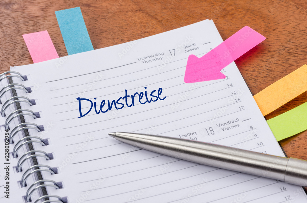 Terminkalender mit Hinweissticker - Dienstreise Terminkalender mit Hinweissticker - Dienstreise