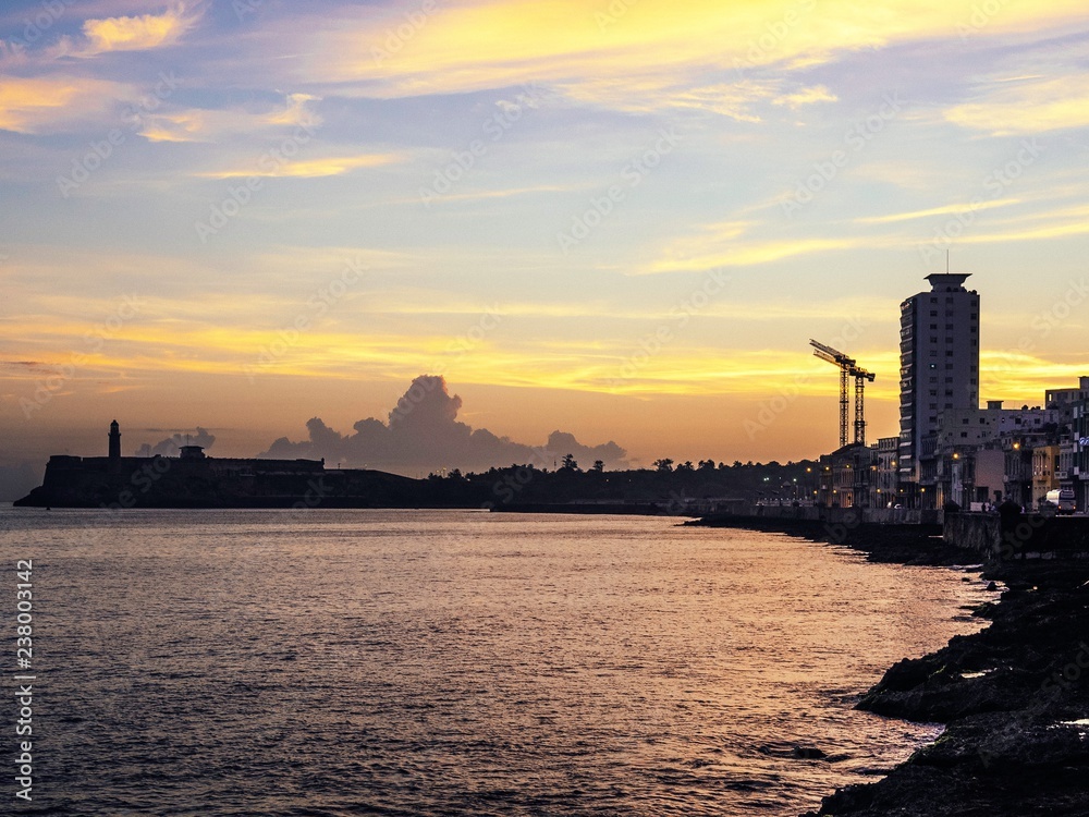 sunset over the city