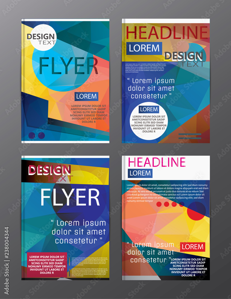Set Flyer Design Abstract Polygonal. Business Template for Flyer, Banner,