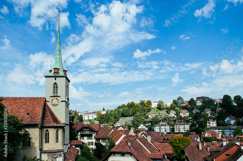 Nydeggkirche Protestant church next to Untertorbrucke bridge, Bern - Switzerland photo