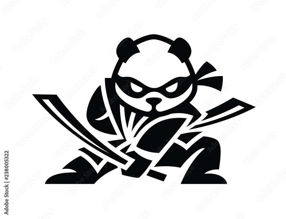 Modern panda logo ninja illustration. flat design samurai panda Stock  Vector | Adobe Stock