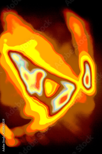 Fury Blazing Abstract with sparkling Colores. Abstract design generated by computer. Artful composition of sparkling blazing zones of different scorching colors and lines. Much room for text.