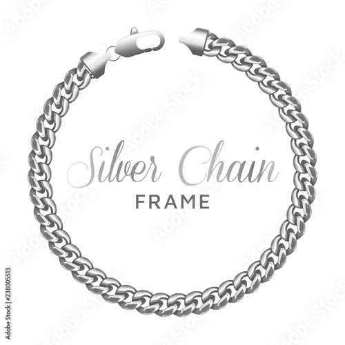 Silver chain round border frame.