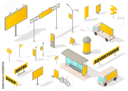 Outdoor advertising media Isometric set