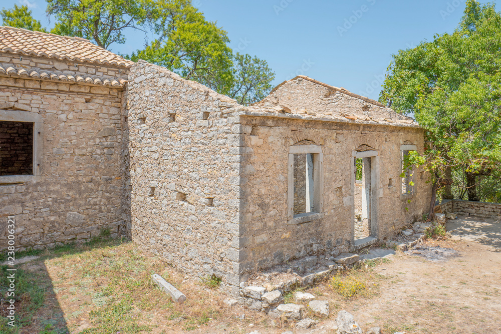 Old abandoned stone-built house in Old Perithia.