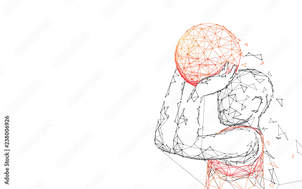 Obraz premium Basketball Player Shooting form lines, triangles and particle style design. Illustration vector