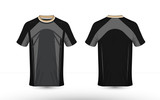 Black and grey layout e-sport t-shirt design template