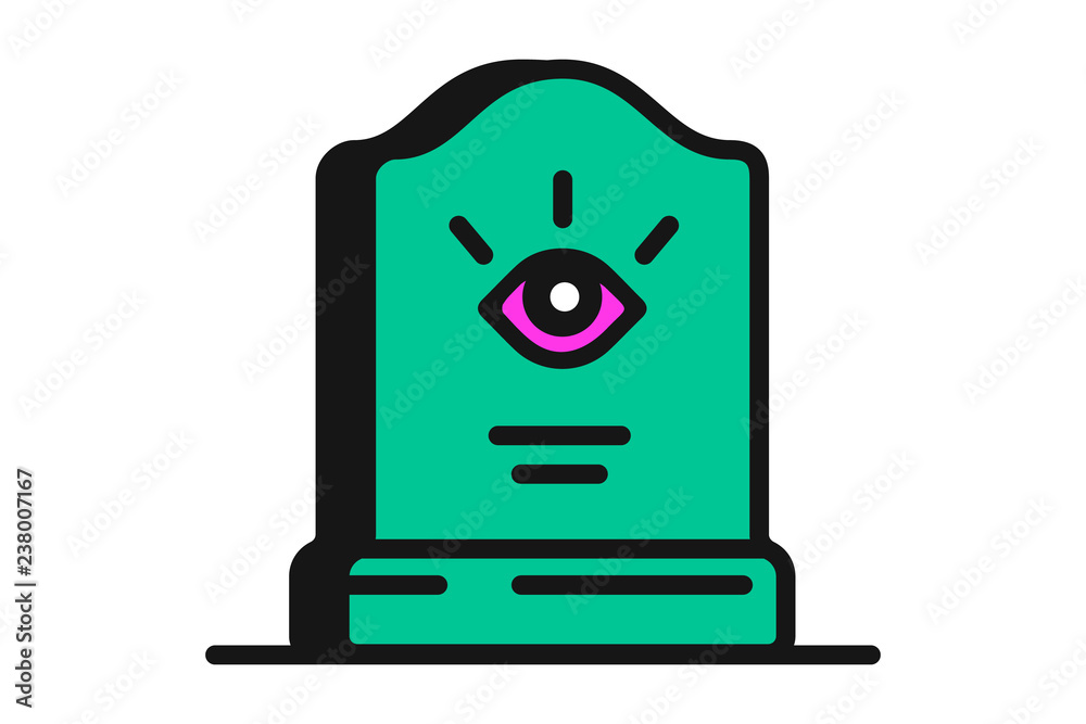 Fototapeta premium A stone gravestone with a carved Masonic eye