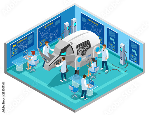 Animal Robots Isometric Composition