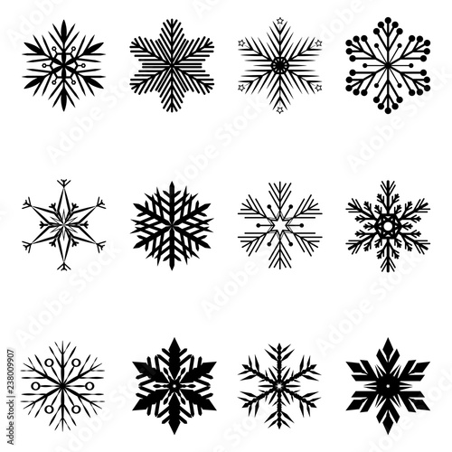 Set of Snowflakes Christmas. vector icon white background