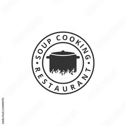 Soup cooking logo design template vector illustration