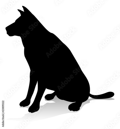 An animal silhouette of a pet dog