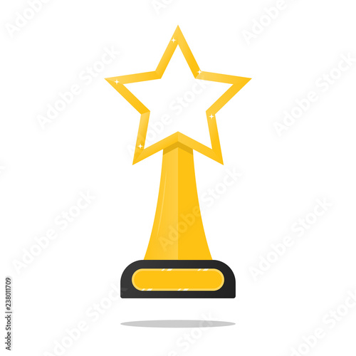 Trophy Award Star Reward Gold Icon Vector