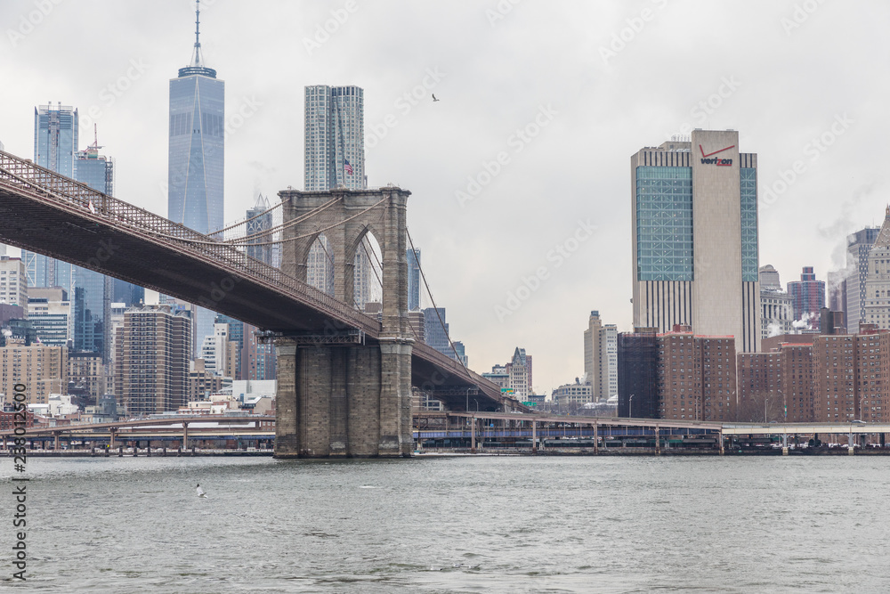 View on Brooklyn bridge and Manhattan