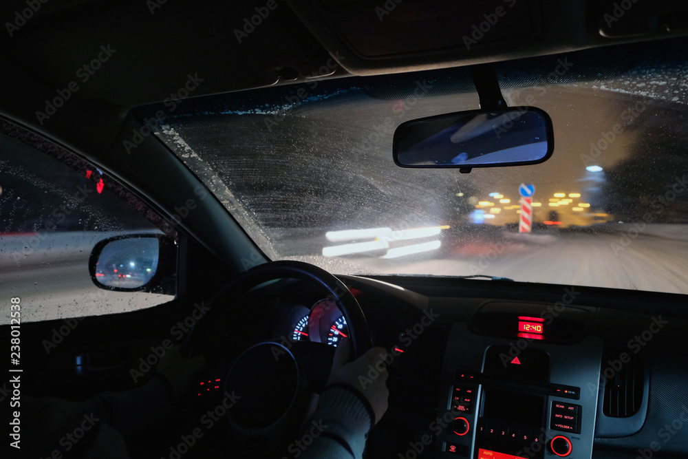 driving a car at night on the way driving a car at night on the way