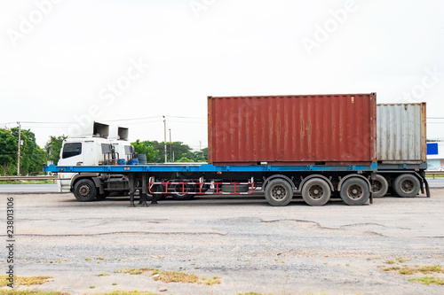 container trucks Logistic by Cargo truck on the road .