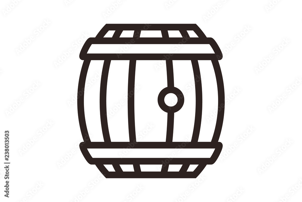 wooden barrel of beer, a linear flat color icon wooden barrel of beer, a linear flat color icon