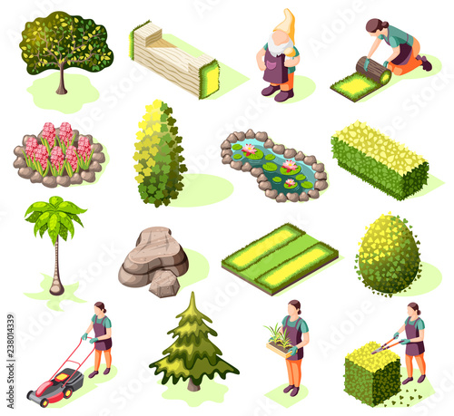 Landscaping Isometric Icons