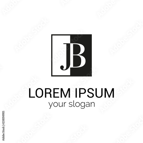Creative abstract vector logo template. Monogram JB. Monochrome logotype. Simple badge for your company. Corporate identity. EPS10. Design element.