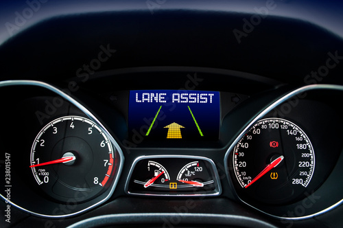 Speedometer with display message lane assist