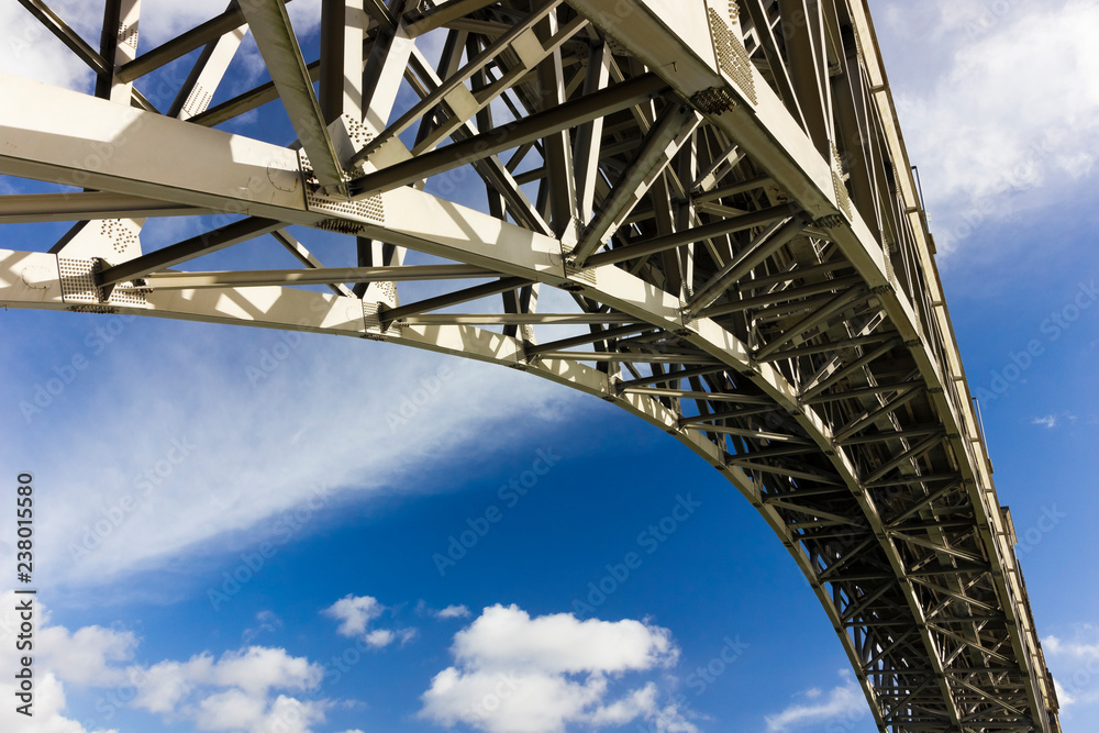 View of Britannia Bridge's colossal steel arch
