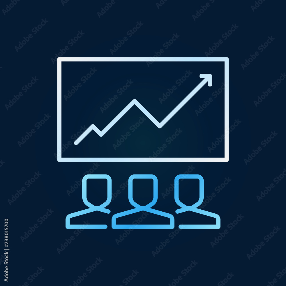 People and Graph vector creative modern icon or symbol in thin line style on dark background People and Graph vector creative modern icon or symbol in thin line style on dark background