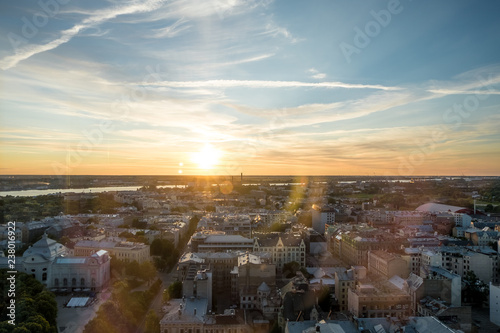 Beautiful sunset view over Riga photo
